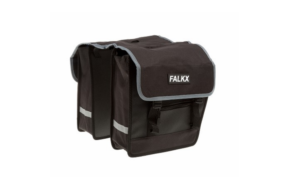 Falkx Dubbele Fietstas Afgeschuind - Zwart - 28L