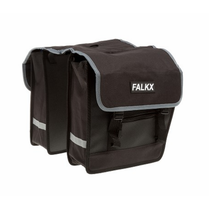 Falkx Dubbele Fietstas Afgeschuind - Zwart - 28L