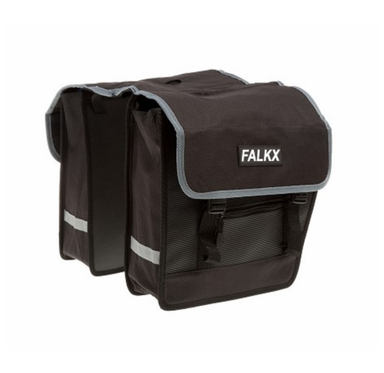Falkx Dubbele Fietstas Afgeschuind - Zwart - 28L