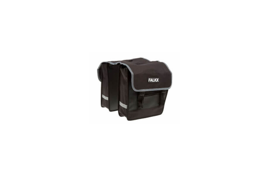 Falkx Dubbele Fietstas Afgeschuind - Zwart - 28L