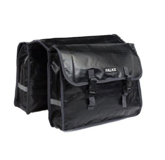 Falkx Dubbele Fietstas - Zwart - Bisonyl - 24L