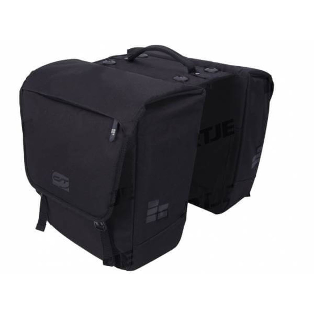 Basil Tour dubbele tas MIK - 28L, zwart, robuust en weerbestendig, incl. afsluitbaar MIK-systeem, ideaal voor boodschappen en fietstochten