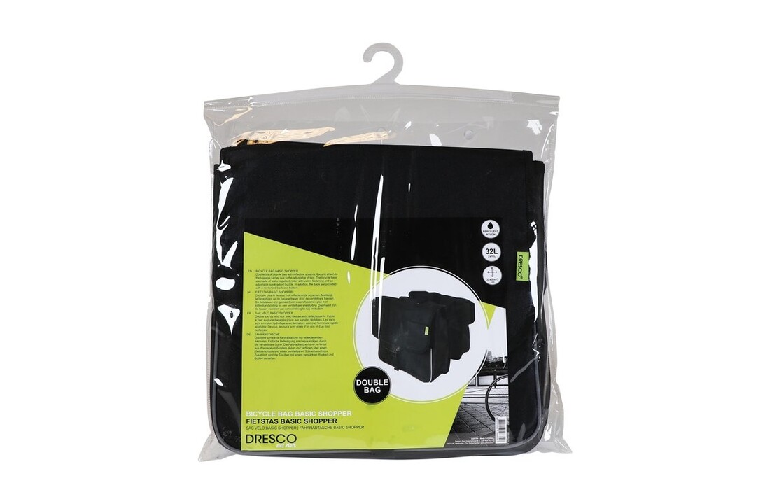 Dresco Dubbele Fietstas Basic Shopper - 32L - Zwart