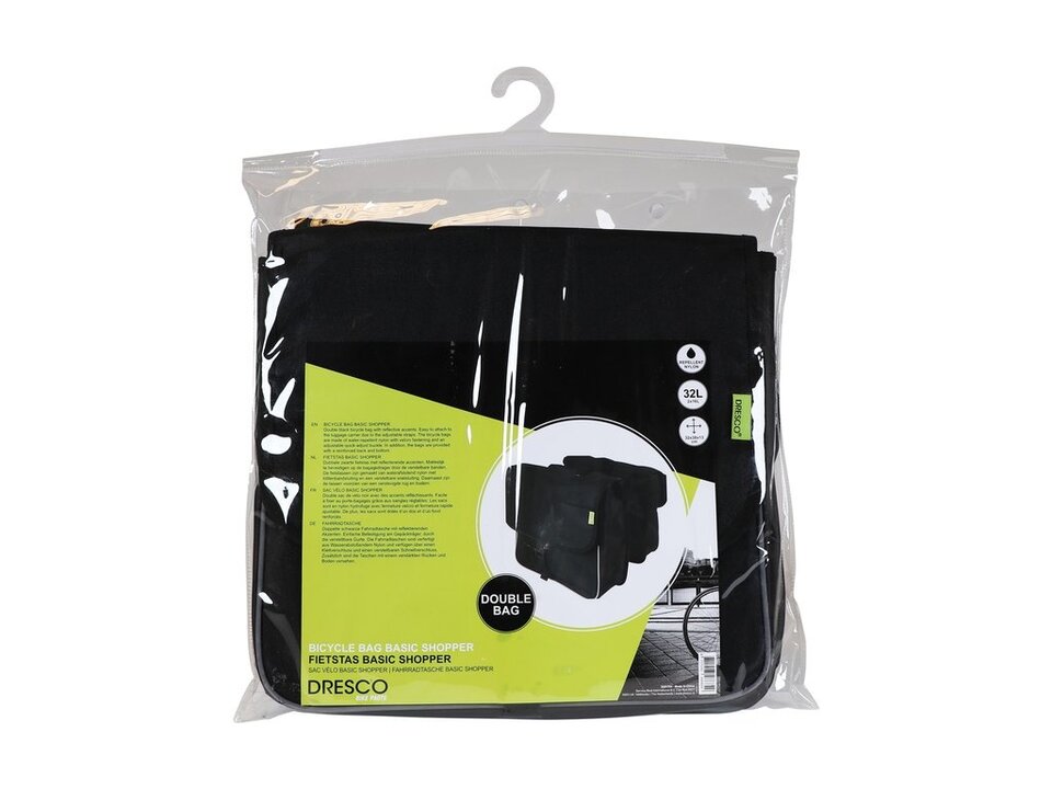 Dresco Dubbele Fietstas Basic Shopper - 32L - Zwart