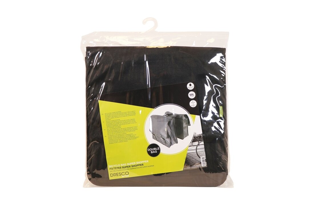 Dresco Dubbele Fietstas Super Shopper - 50L - Zwart