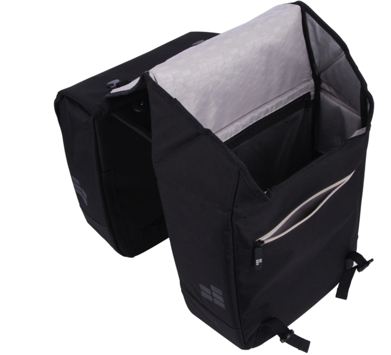 Contec Via Tour Dubbele Fietstas 32L - Zwart - Racktime Adapter