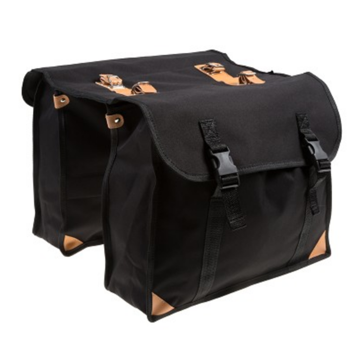 Falkx Retro Dubbele Fietstas - 29L - Zwart