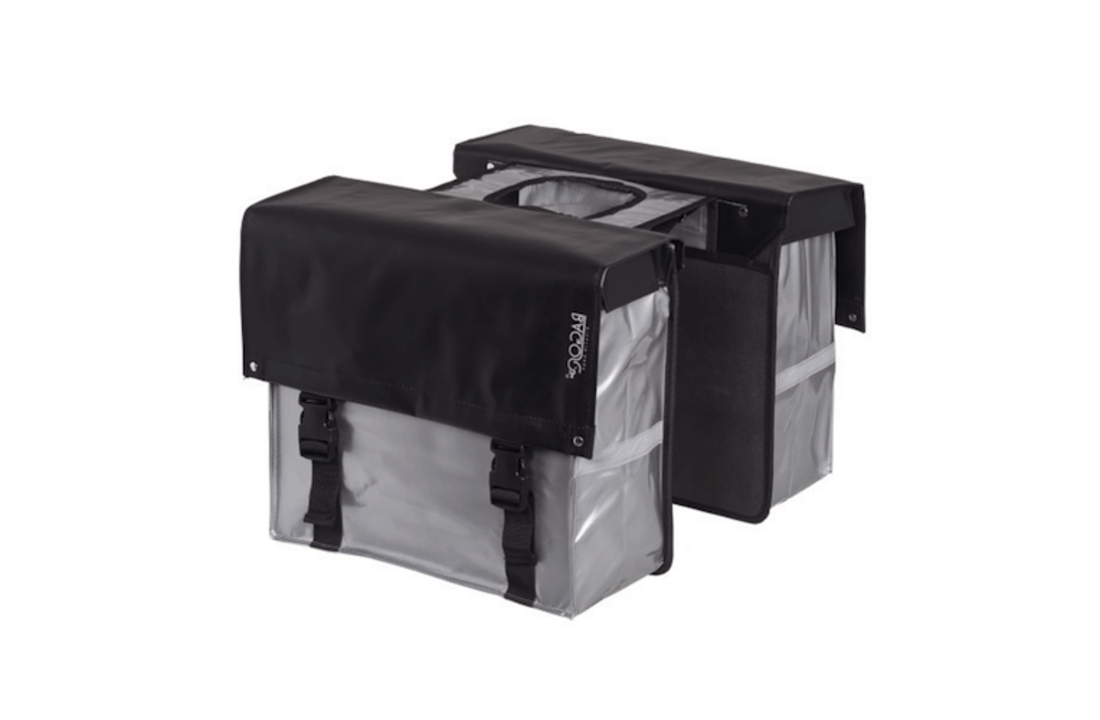 Bagoo Dubbele Fietstas Bisonyl - Zwart / Zilver - 34L