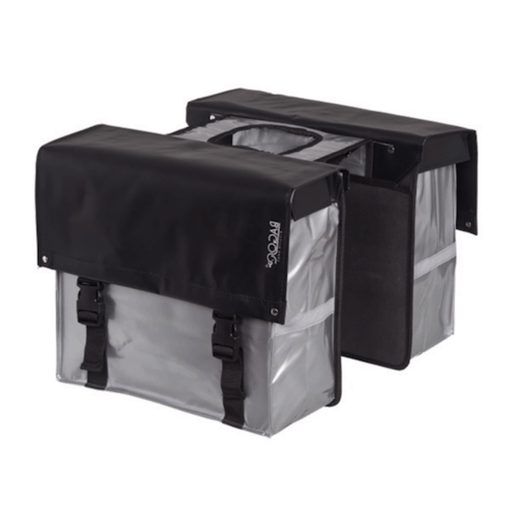 Bagoo Dubbele Fietstas Bisonyl - Zwart / Zilver - 34L