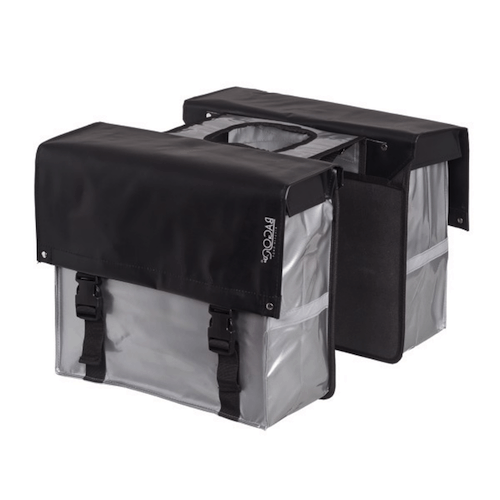 Bagoo Dubbele Fietstas Bisonyl - Zwart / Zilver - 34L