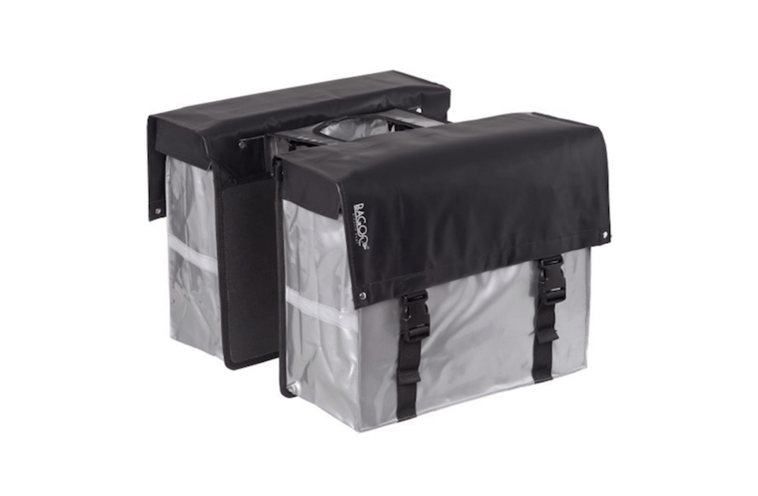 Bagoo Dubbele Fietstas Bisonyl - Zwart / Zilver - 46L