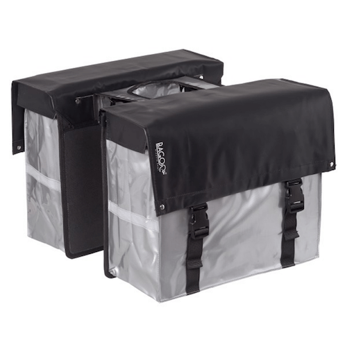 Bagoo Dubbele Fietstas Bisonyl - Zwart / Zilver - 46L