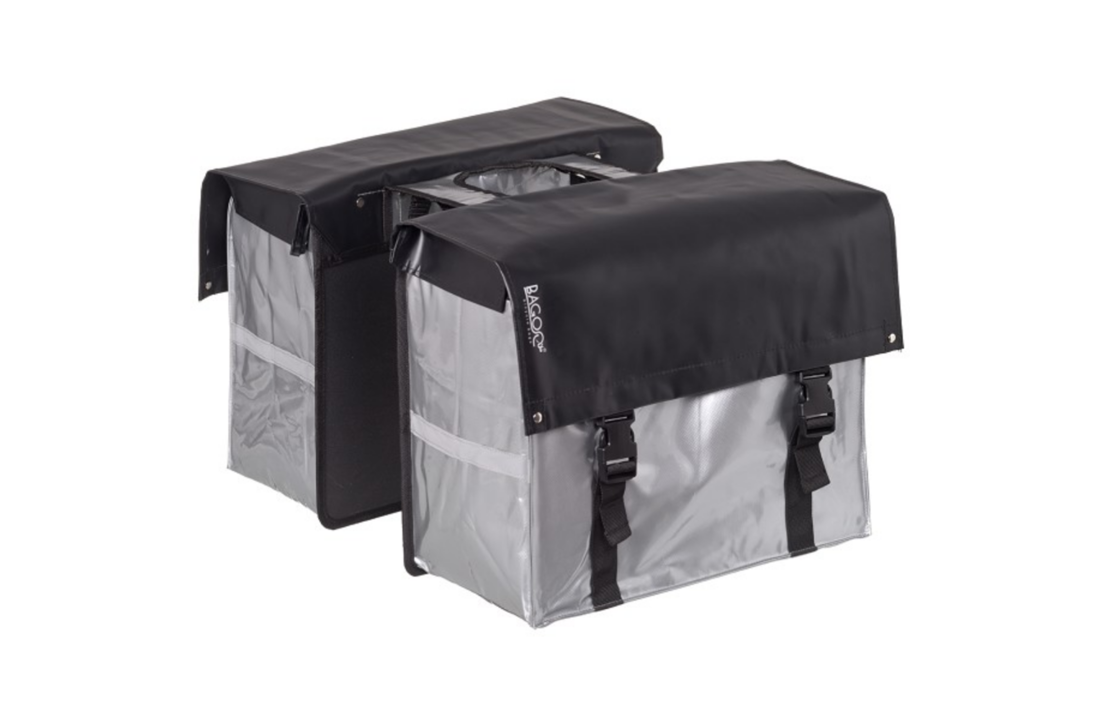 Bagoo Dubbele Fietstas XL Bisonyl - Zwart/Zilver - 58L
