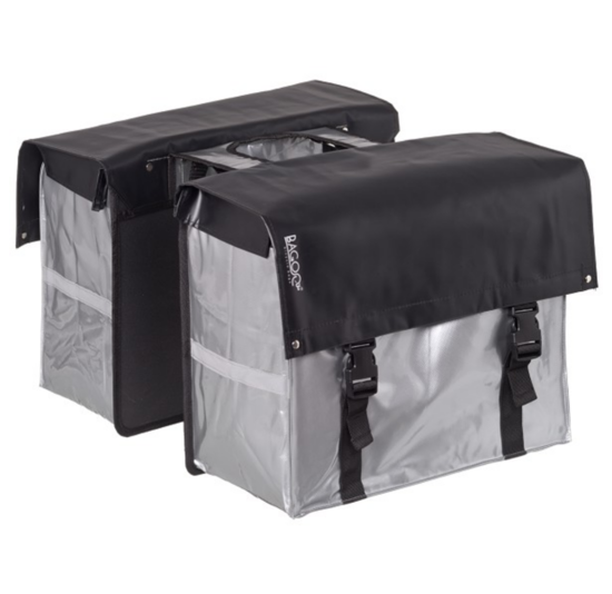 Bagoo Dubbele Fietstas XL Bisonyl - Zwart/Zilver - 58L