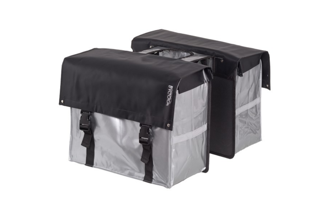 Bagoo Dubbele Fietstas XL Bisonyl - Zwart/Zilver - 58L