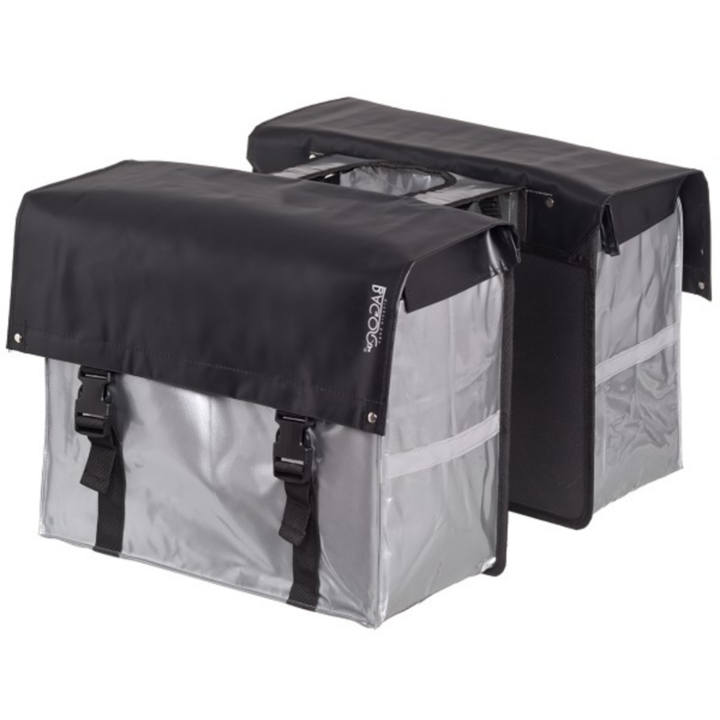 Bagoo Dubbele Fietstas XL Bisonyl - Zwart/Zilver - 58L
