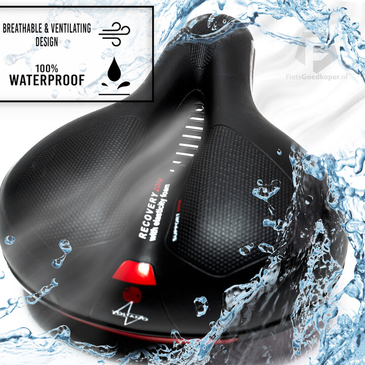 Voltano Fietszadel Met Gelpads - Zwart/Rood - Unisex - Gratis Zadelstrop
