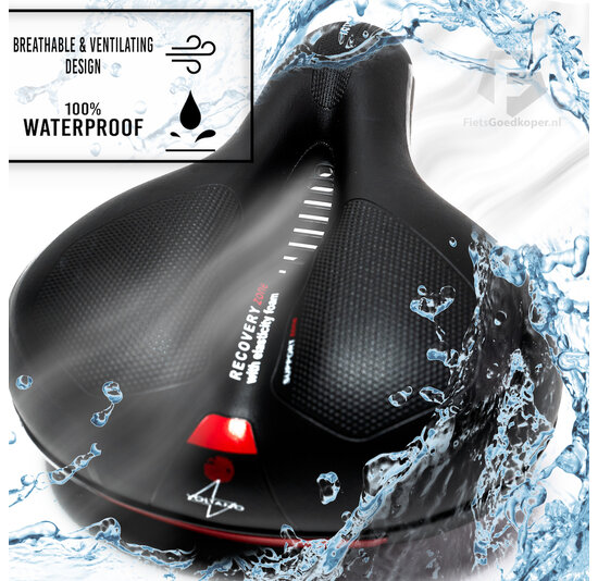 Voltano Fietszadel Met Gelpads - Zwart/Rood - Unisex - Gratis Zadelstrop