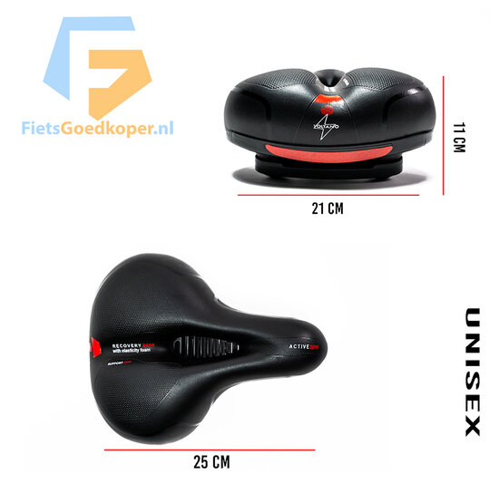 Voltano Fietszadel Met Gelpads - Zwart/Rood - Unisex - Gratis Zadelstrop