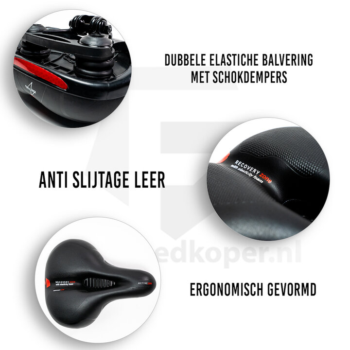 Voltano Fietszadel Met Gelpads - Zwart/Rood - Unisex - Gratis Zadelstrop