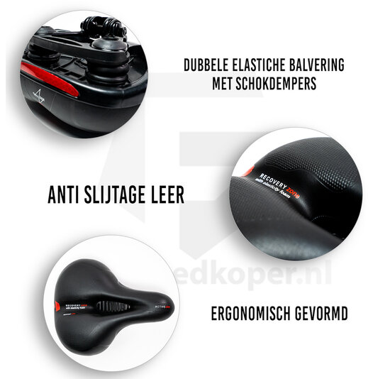 Voltano Fietszadel Met Gelpads - Zwart/Rood - Unisex - Gratis Zadelstrop