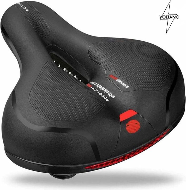 Voltano Fietszadel Met Gelpads - Zwart/Rood - Unisex - Gratis Zadelstrop