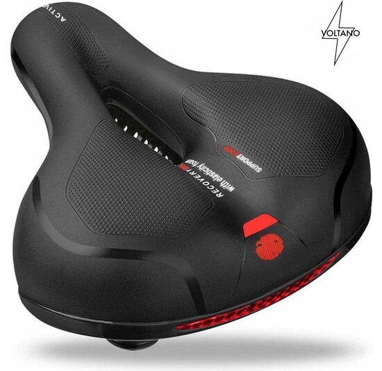 Voltano Fietszadel Met Gelpads - Zwart/Rood - Unisex - Gratis Zadelstrop