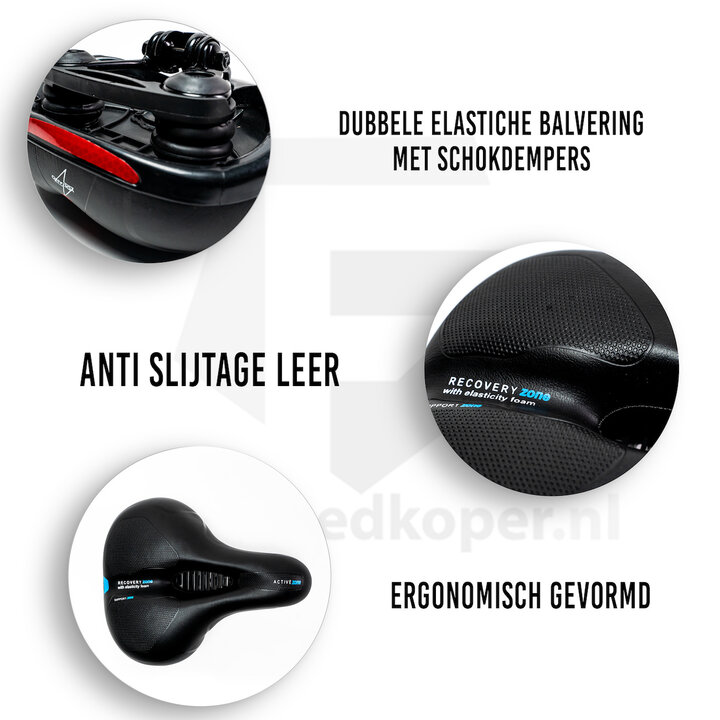 Voltano Fietszadel Met Gelpads - Zwart/Blauw - Unisex - Gratis Zadelstrop