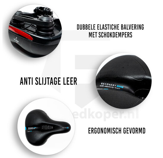 Voltano Fietszadel Met Gelpads - Zwart/Blauw - Unisex - Gratis Zadelstrop