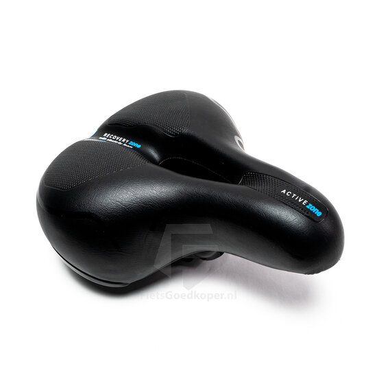 Voltano Fietszadel Met Gelpads - Zwart/Blauw - Unisex - Gratis Zadelstrop