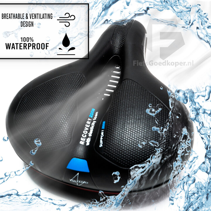 Voltano Fietszadel Met Gelpads - Zwart/Blauw - Unisex - Gratis Zadelstrop