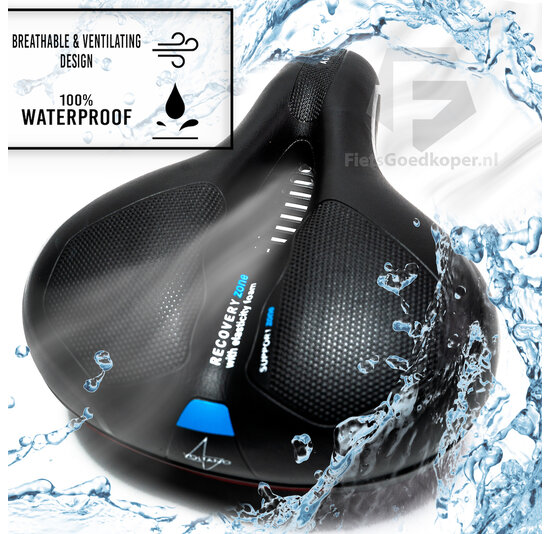 Voltano Fietszadel Met Gelpads - Zwart/Blauw - Unisex - Gratis Zadelstrop