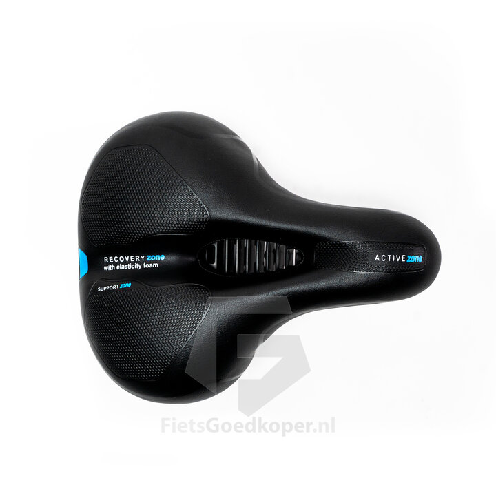 Voltano Fietszadel Met Gelpads - Zwart/Blauw - Unisex - Gratis Zadelstrop