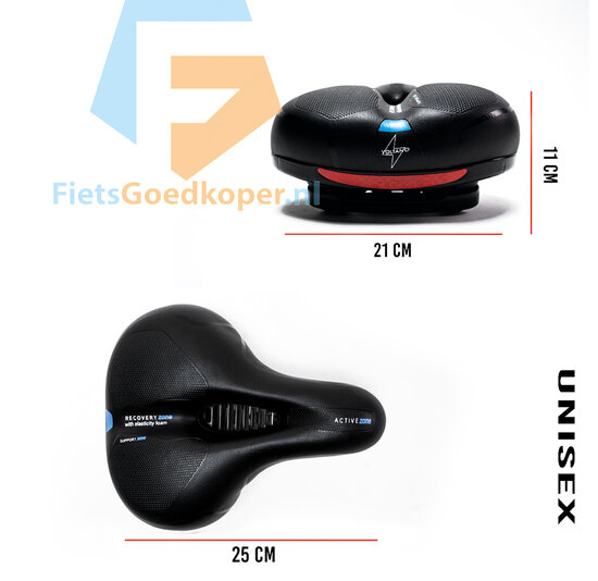 Voltano Fietszadel Met Gelpads - Zwart/Blauw - Unisex - Gratis Zadelstrop