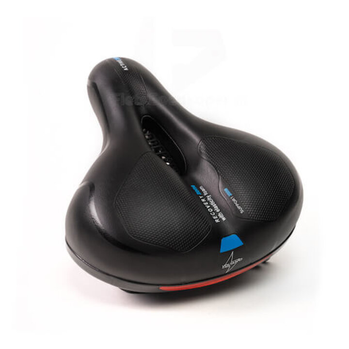 Voltano Fietszadel Met Gelpads - Zwart/Blauw - Unisex - Gratis Zadelstrop