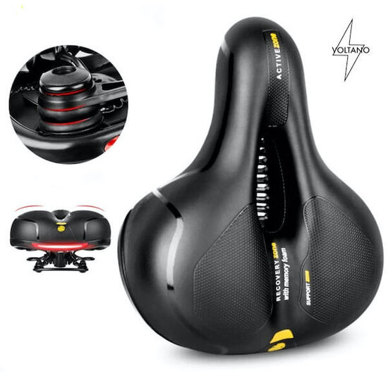 Voltano Fietszadel Met Gelpads - Zwart/Geel - Unisex - Gratis Zadelstrop