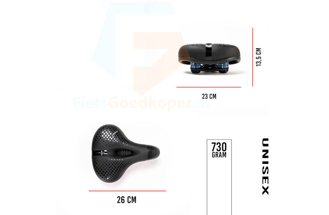 Voltano Pro Gel Fietszadel - Met Uitsparing - Zwart - Unisex