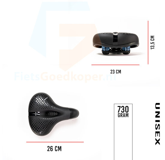 Voltano Pro Gel Fietszadel - Met Uitsparing - Zwart - Unisex