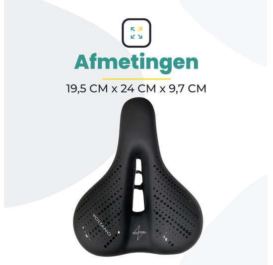 Voltano Dames Fietszadel - Zwart - Uitsparing - Waterdicht - Elastomeer Vering - Gratis Zadelstrop