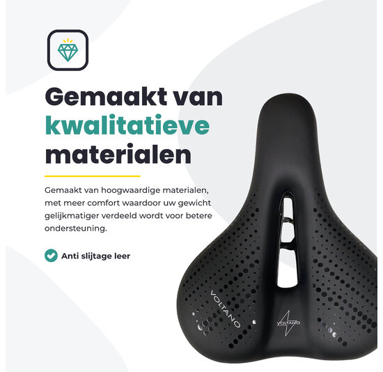 Voltano Dames Fietszadel - Zwart - Uitsparing - Waterdicht - Elastomeer Vering - Gratis Zadelstrop