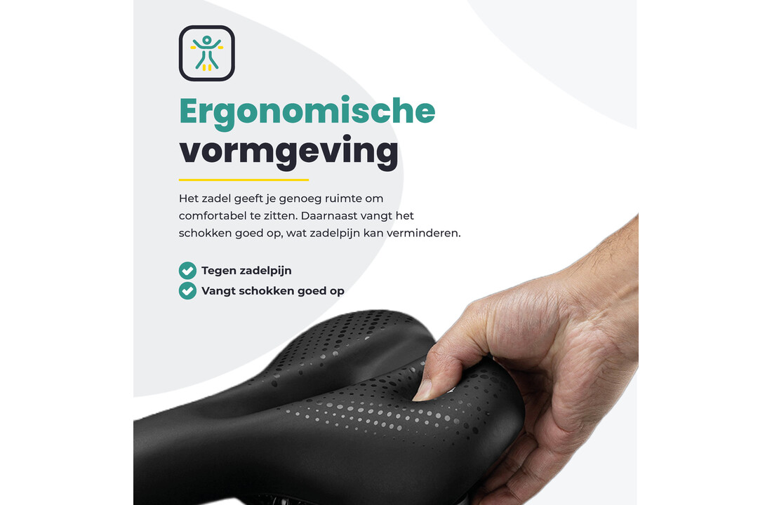 Voltano Dames Fietszadel - Zwart - Uitsparing - Waterdicht - Elastomeer Vering - Gratis Zadelstrop