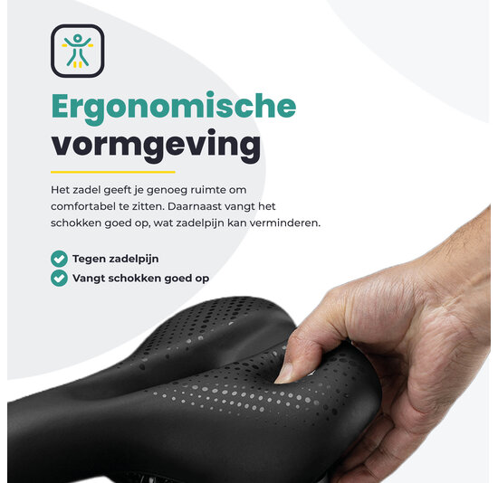 Voltano Dames Fietszadel - Zwart - Uitsparing - Waterdicht - Elastomeer Vering - Gratis Zadelstrop