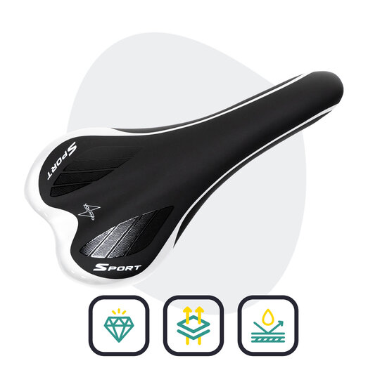 Voltano Race / MTB Fietszadel – Zwart / Zilver - Unisex