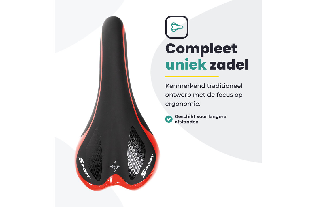 Voltano Race / MTB Fietszadel – Zwart / Rood - Unisex
