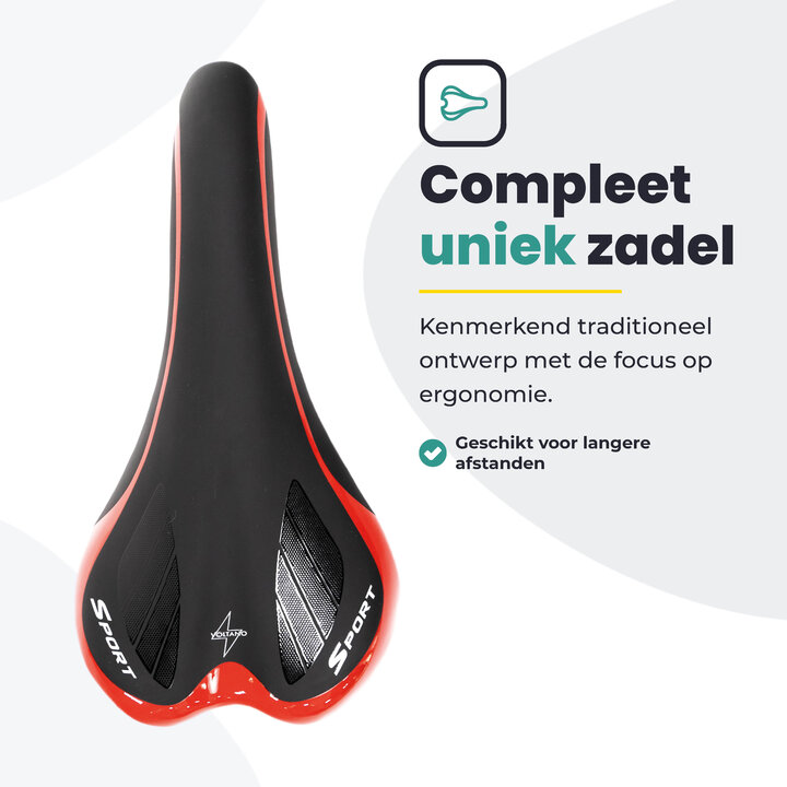 Voltano Race / MTB Fietszadel – Zwart / Rood - Unisex