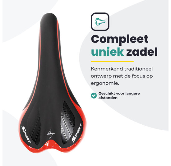 Voltano Race / MTB Fietszadel – Zwart / Rood - Unisex