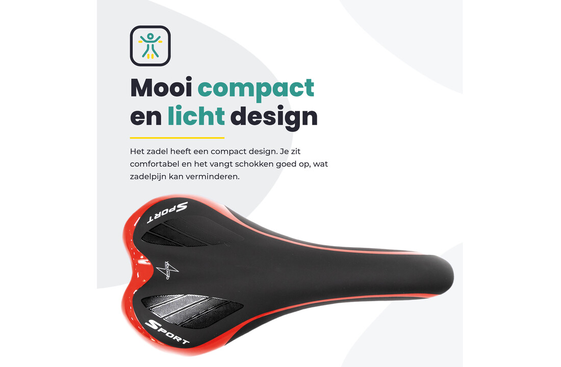 Voltano Race / MTB Fietszadel – Zwart / Rood - Unisex
