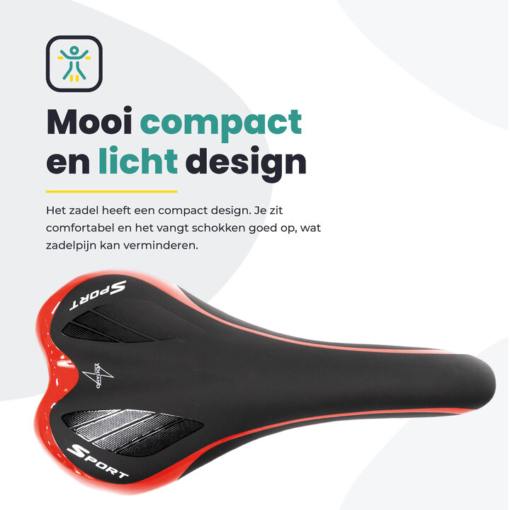 Voltano Race / MTB Fietszadel – Zwart / Rood - Unisex