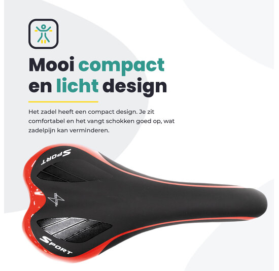 Voltano Race / MTB Fietszadel – Zwart / Rood - Unisex