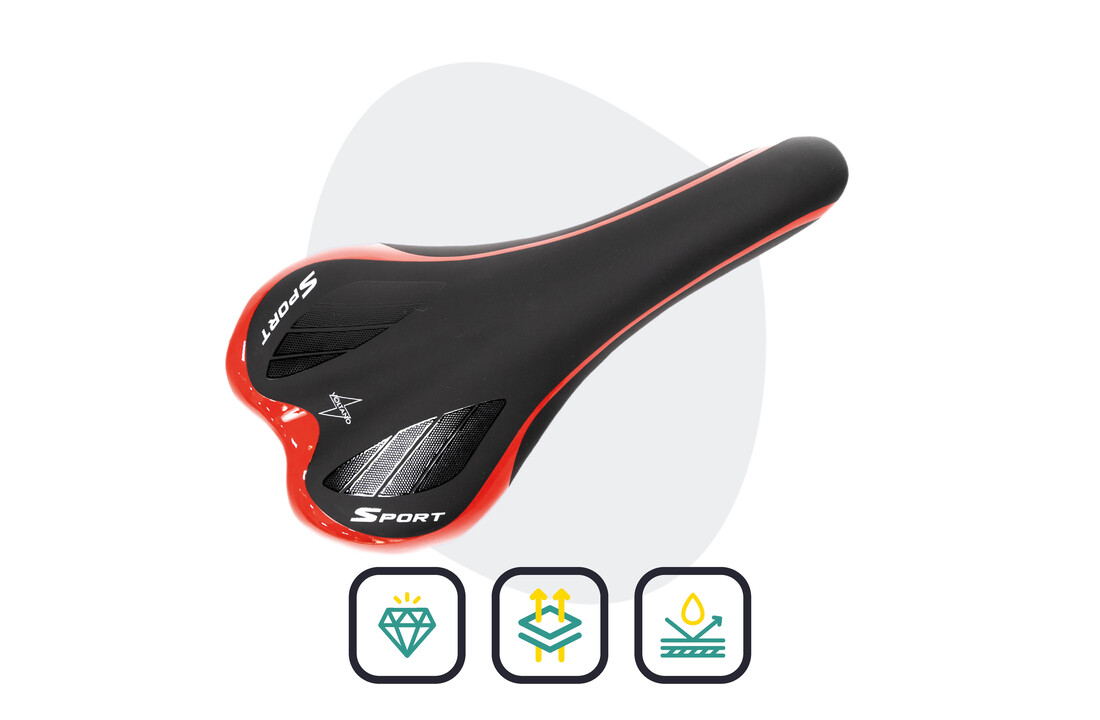 Voltano Race / MTB Fietszadel – Zwart / Rood - Unisex